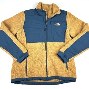 The North Face Deep Pile Jacket Fleece Full Zip Womens Size Medium Brown Blue